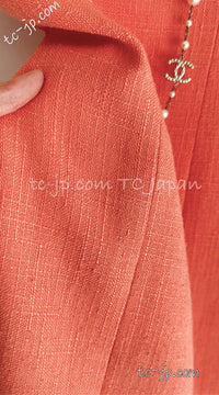 CHANEL 91C Vintage Apricot Gold Button Cotton Jacket Dress Setup 34 36 38 シャネル ヴィンテージ アプリコット CC ゴールド ボタン コットン ジャケット ワンピース セットアップ 即発