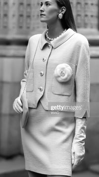 CHANEL 91C Vintage Apricot Gold Button Cotton Jacket Dress Setup 34 36 38 シャネル ヴィンテージ アプリコット CC ゴールド ボタン コットン ジャケット ワンピース セットアップ 即発