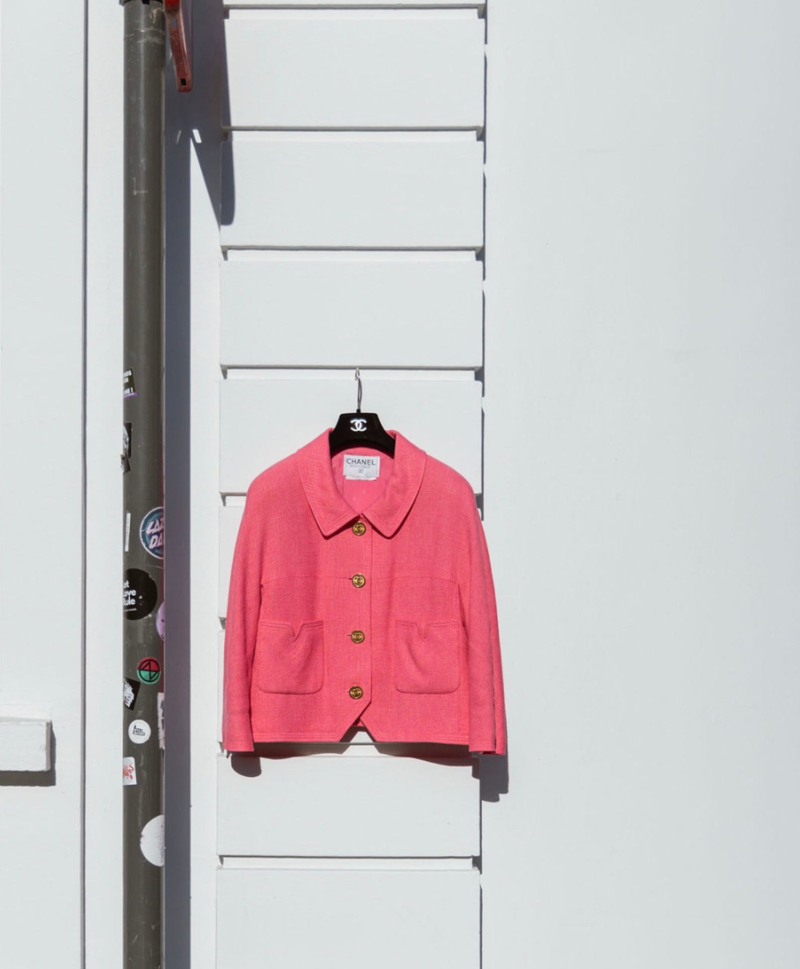 CHANEL 91C Vintage Apricot Gold Button Cotton Jacket Dress Setup 34 36 38 シャネル ヴィンテージ アプリコット CC ゴールド ボタン コットン ジャケット ワンピース セットアップ 即発