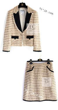CHANEL 06S Ivory Creme Gold Tone Tweed Jacket Skirt Suit Sharon Stone 36 38 シャネル アイボリー クリーム ゴールド  ツイード ジャケット スカート スーツ 女優シャローン ストーン 即発