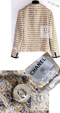 CHANEL 06S Ivory Creme Gold Tone Tweed Jacket Skirt Suit Sharon Stone 36 38 シャネル アイボリー クリーム ゴールド  ツイード ジャケット スカート スーツ 女優シャローン ストーン 即発