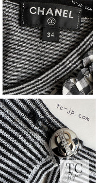CHANEL 17PS Black White Stripe Border Knit Tops T-shirts 34 シャネル ブラック ホワイト ニット ストライプ トップス カットソー Tシャツ 即発