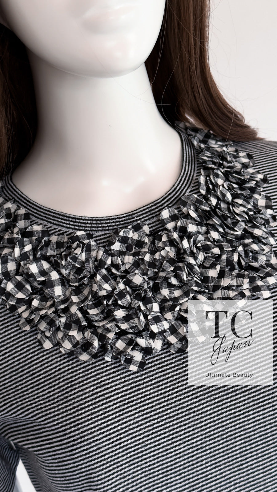 CHANEL 17PS Black White Stripe Border Knit Tops T-shirts 34 シャネル ブラック ホワイト ニット ストライプ トップス カットソー Tシャツ 即発