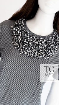 CHANEL 17PS Black White Stripe Border Knit Tops T-shirts 34 シャネル ブラック ホワイト ニット ストライプ トップス カットソー Tシャツ 即発
