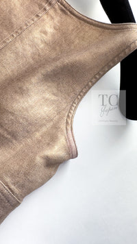 CHANEL 05S Gold Tone Metallic Vest Tunic Tops 34 シャネル ゴールド メタリック ベスト チュニック トップス 即発