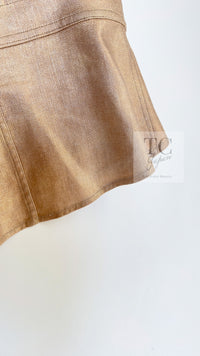 CHANEL 05S Gold Tone Metallic Vest Tunic Tops 34 シャネル ゴールド メタリック ベスト チュニック トップス 即発