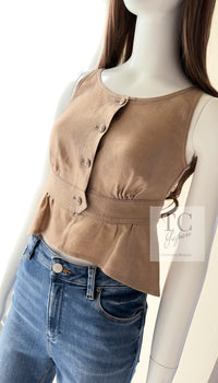 CHANEL 05S Gold Tone Metallic Vest Tunic Tops 34 シャネル ゴールド メタリック ベスト チュニック トップス 即発