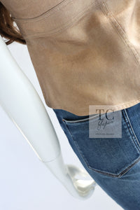 CHANEL 05S Gold Tone Metallic Vest Tunic Tops 34 シャネル ゴールド メタリック ベスト チュニック トップス 即発