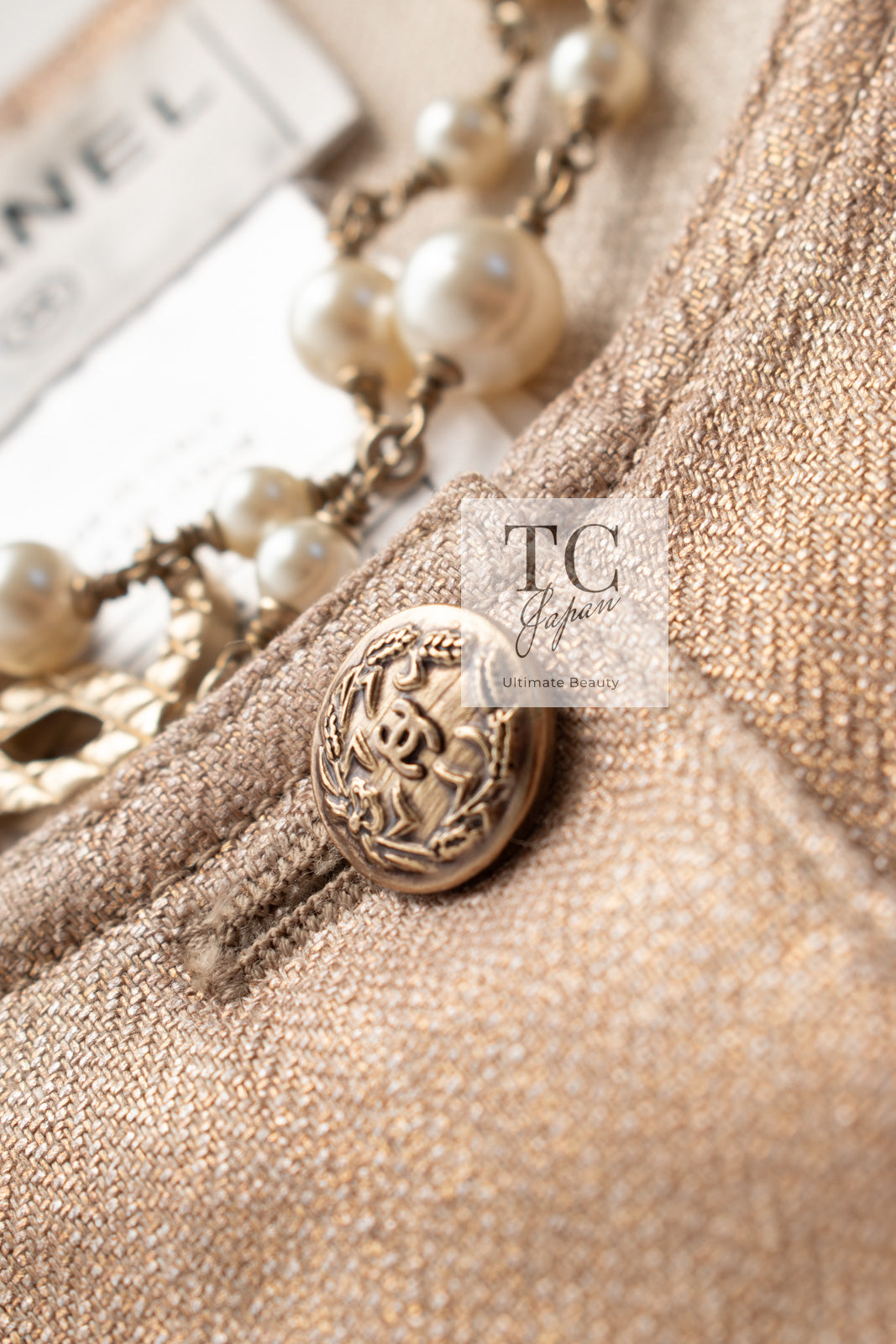 CHANEL 05S Gold Tone Metallic Vest Tunic Tops 34 シャネル ゴールド メタリック ベスト チュニック トップス 即発