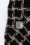 CHANEL 21S Black Beige Silk Cotton Tweed Jacket Silver Chain Trim No.5 Button 42 44 46 48 50 シャネル ブラック ベージュ シルク コットン ツイード ジャケット シルバー チェーン トリム No.5 ボタン 即発