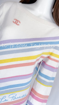 CHANEL 19C Ivory La Pausa CC Logo Rainbow Cashmere Sweater 36 シャネル アイボリー ラ パウザ CC ロゴ レインボー カシミア セーター 即発