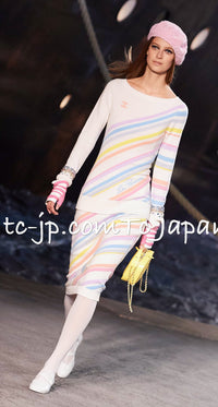 CHANEL 19C Ivory La Pausa CC Logo Rainbow Cashmere Sweater 36 シャネル アイボリー ラ パウザ CC ロゴ レインボー カシミア セーター 即発
