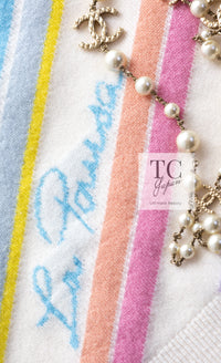 CHANEL 19C Ivory La Pausa CC Logo Rainbow Cashmere Sweater 36 シャネル アイボリー ラ パウザ CC ロゴ レインボー カシミア セーター 即発