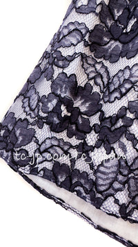 CHANEL 14C Navy White Camellia Lace Tops 36 シャネル ネイビー ホワイト カメリア レース トップス 即発