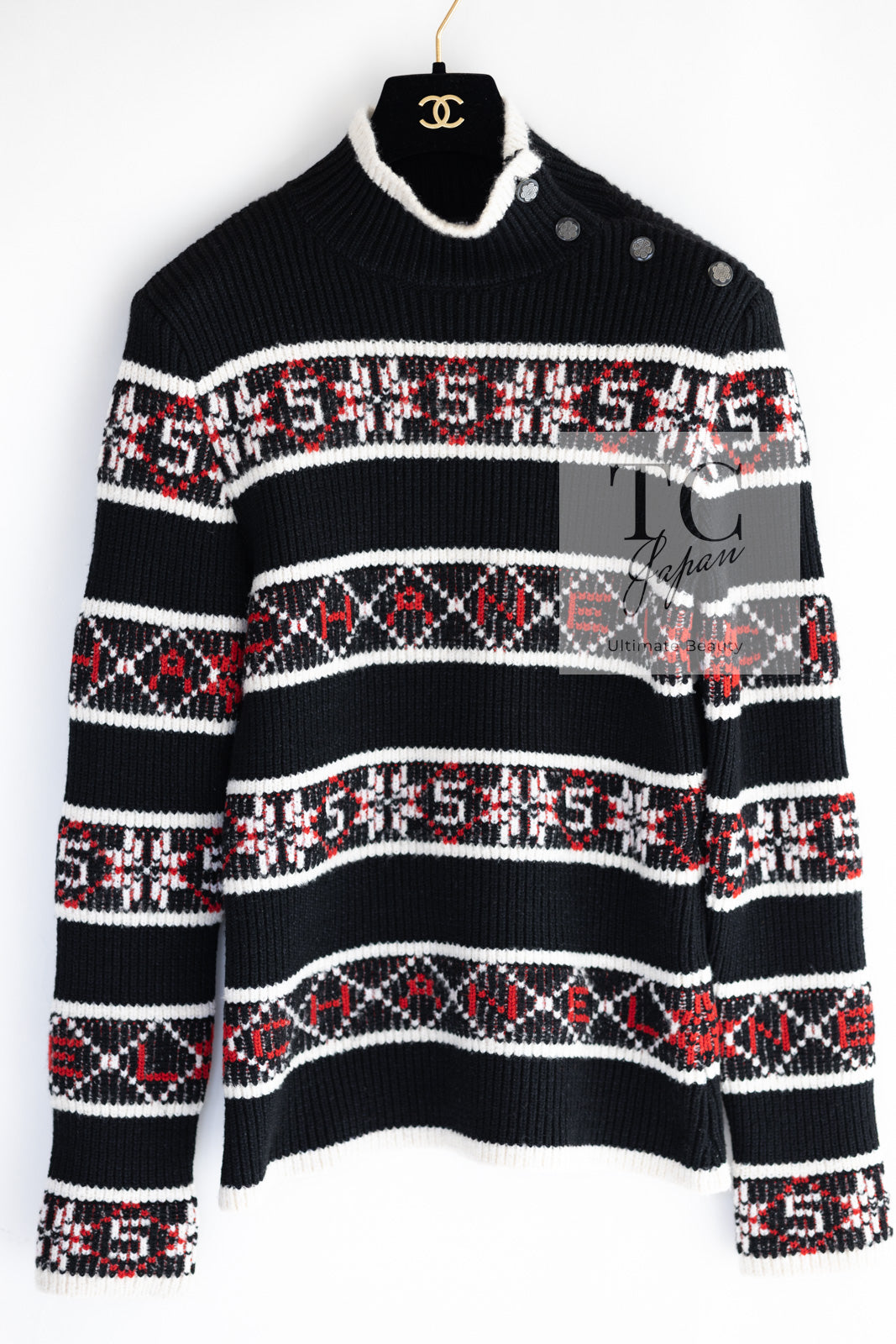 CHANEL 19A Black Logo Cashmere Knit Sweater 40 シャネル ブラック ロゴ カシミア ニット セーター 即発