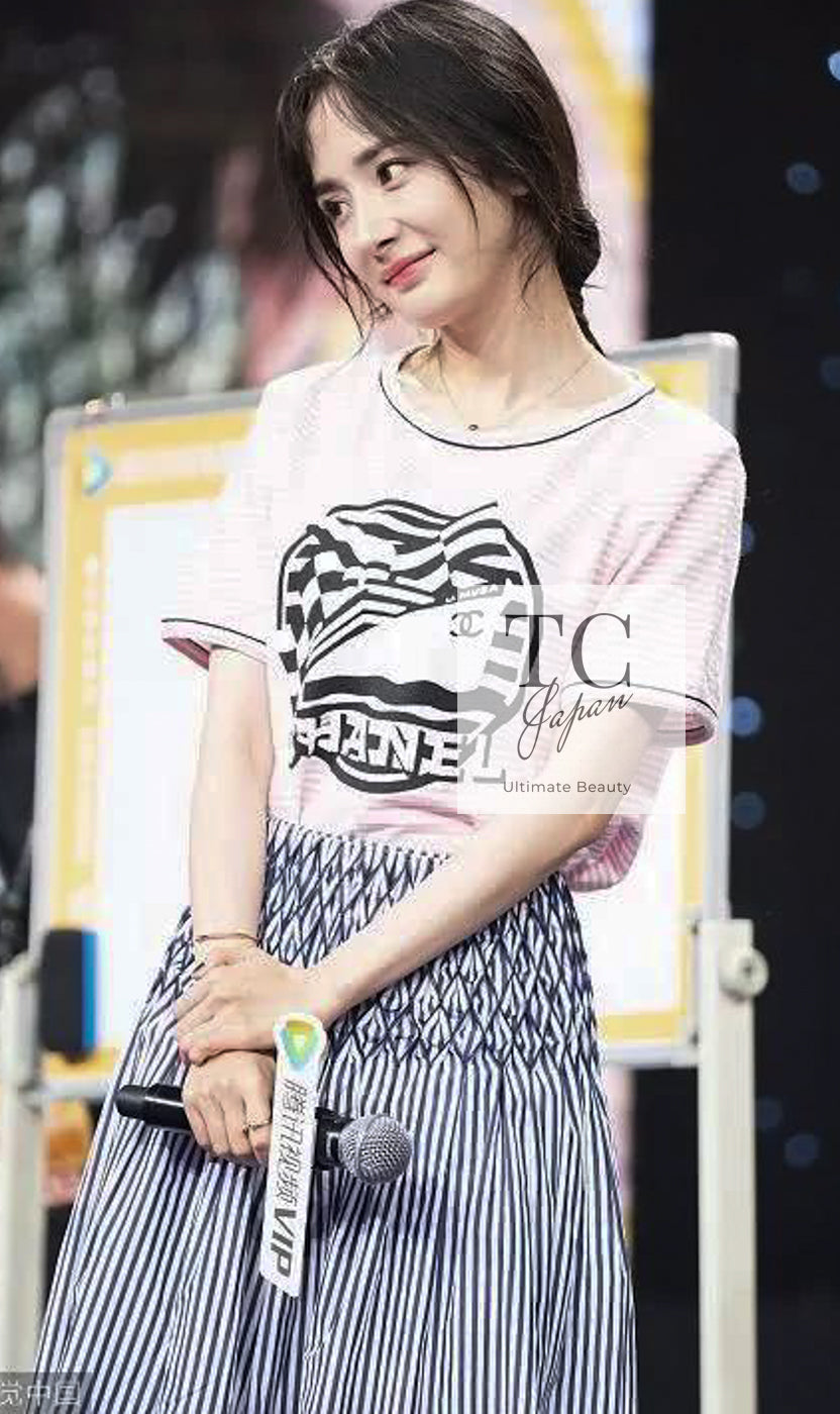 シャネル トップス Tシャツ CHANEL 19C ピンク LA PAUSA ボーダー 