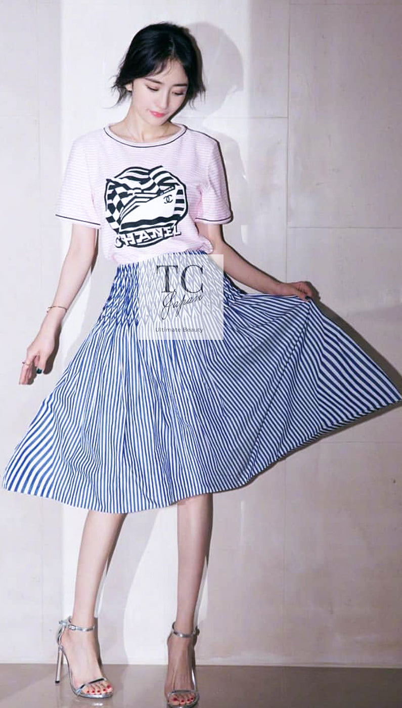 シャネル Tシャツ CHANEL ピンク LA PAUSA トップス ボーダー パイル  