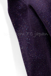 CHANEL 12A Purple Knit Cashmere Cardigan Gripox Buttons 38 40 シャネル パープル ニット カシミア カーディガン グリポワ宝石ボタン 即発