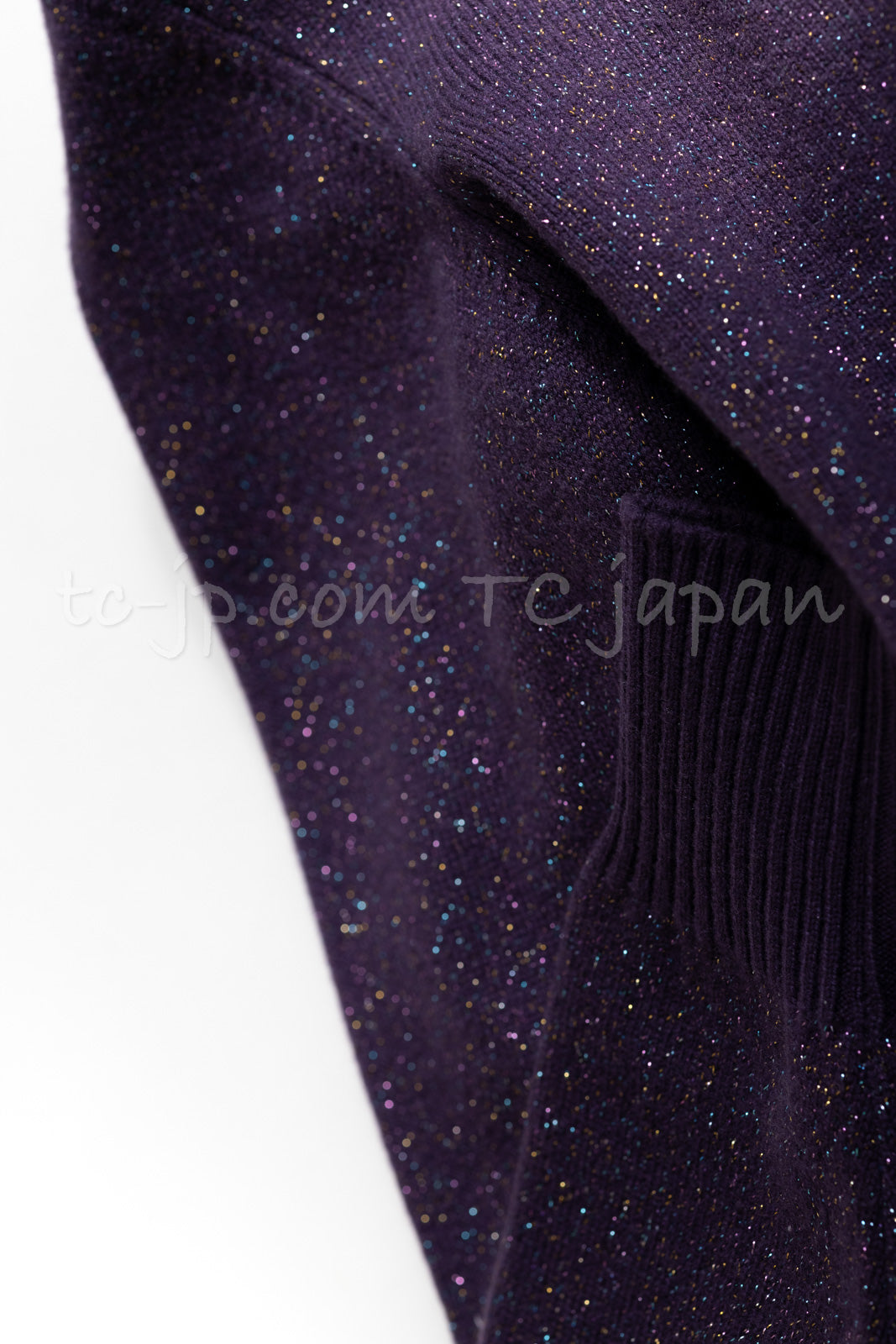 CHANEL 12A Purple Knit Cashmere Cardigan Gripox Buttons 38 40 シャネル パープル ニット カシミア カーディガン グリポワ宝石ボタン 即発