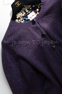 CHANEL 12A Purple Knit Cashmere Cardigan Gripox Buttons 38 40 シャネル パープル ニット カシミア カーディガン グリポワ宝石ボタン 即発