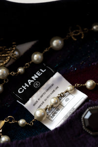 CHANEL 12A Purple Knit Cashmere Cardigan Gripox Buttons 38 40 シャネル パープル ニット カシミア カーディガン グリポワ宝石ボタン 即発