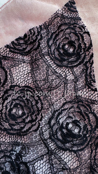 CHANEL 03S Pink Black Camellia Lace Cotton Sleeveless Tops 38 シャネル ピンク ブラック カメリア レース コットン トップス 即発