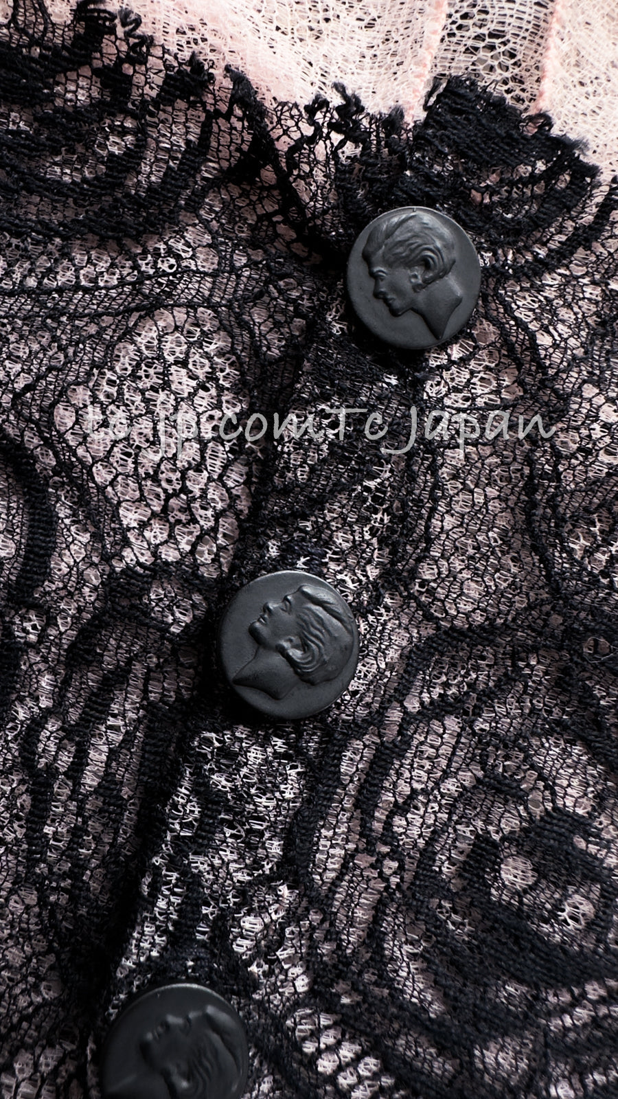 CHANEL 03S Pink Black Camellia Lace Cotton Sleeveless Tops 38 シャネル ピンク ブラック カメリア レース コットン トップス 即発