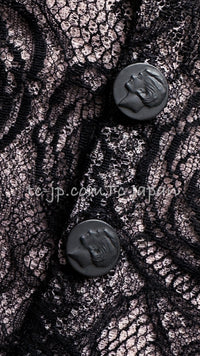 CHANEL 03S Pink Black Camellia Lace Cotton Sleeveless Tops 38 シャネル ピンク ブラック カメリア レース コットン トップス 即発