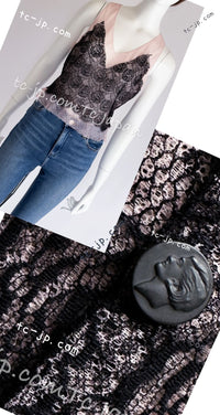 CHANEL 03S Pink Black Camellia Lace Cotton Sleeveless Tops 38 シャネル ピンク ブラック カメリア レース コットン トップス 即発
