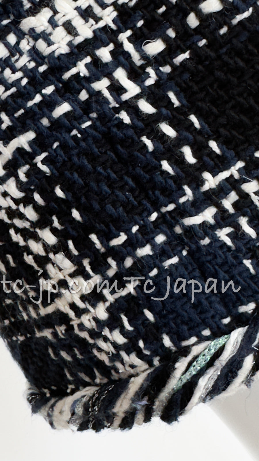 CHANEL 18S Navy Ivory Checked Cotton Tweed Skirt 38 シャネル ネイビー アイボリー チェック コットン ツイード スカート 即発