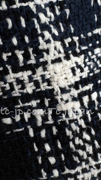 CHANEL 18S Navy Ivory Checked Cotton Tweed Skirt 38 シャネル ネイビー アイボリー チェック コットン ツイード スカート 即発