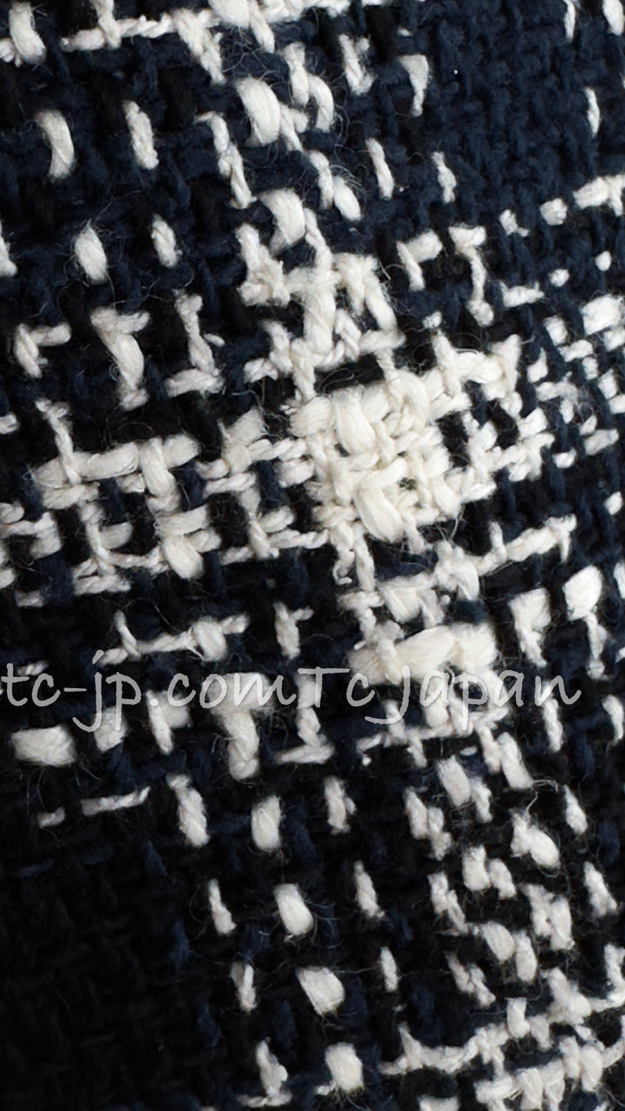 CHANEL 18S Navy Ivory Checked Cotton Tweed Skirt 38 シャネル ネイビー アイボリー チェック コットン ツイード スカート 即発