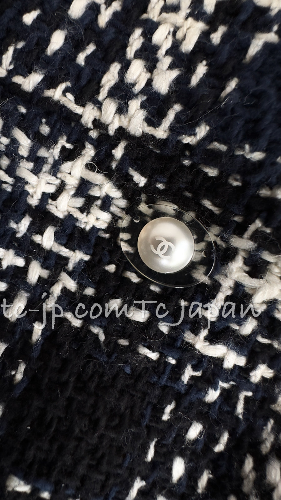 CHANEL 18S Navy Ivory Checked Cotton Tweed Skirt 38 シャネル ネイビー アイボリー チェック コットン ツイード スカート 即発