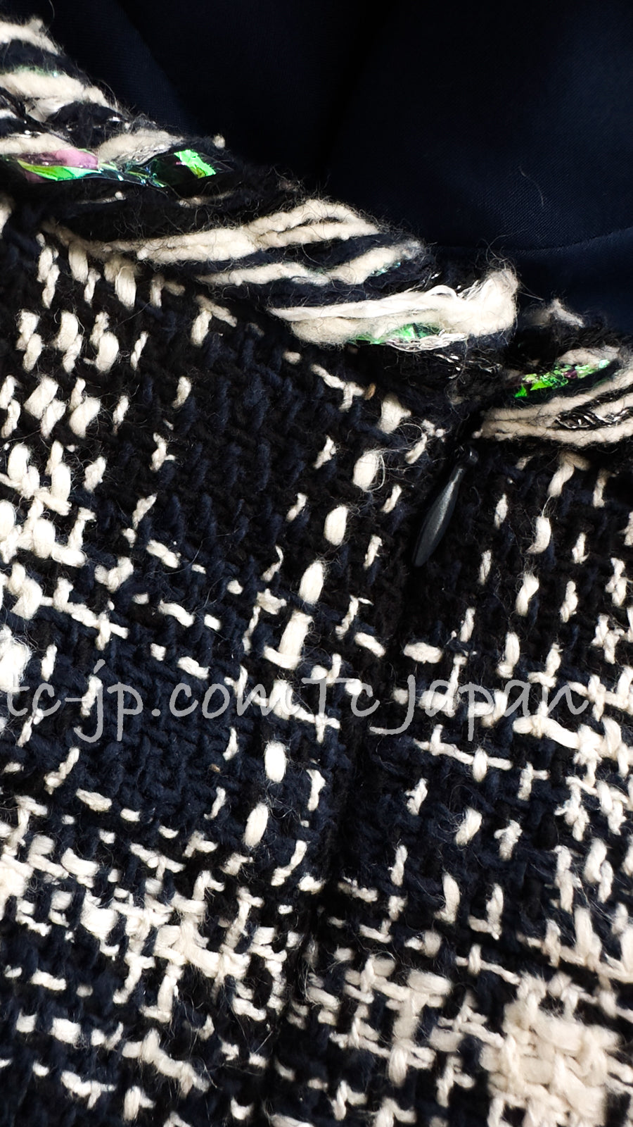 CHANEL 18S Navy Ivory Checked Cotton Tweed Skirt 38 シャネル ネイビー アイボリー チェック コットン ツイード スカート 即発