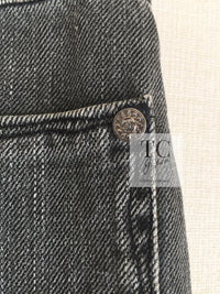 CHANEL 11S Gray Yellow Denim Cotton Mini Skirt 36 シャネル グレー イエロー デニム コットン ミニ スカート 即発 - TC JAPAN