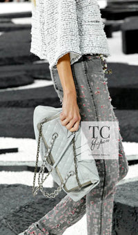 CHANEL 11S Gray Yellow Denim Cotton Mini Skirt 36 シャネル グレー イエロー デニム コットン ミニ スカート 即発 - TC JAPAN