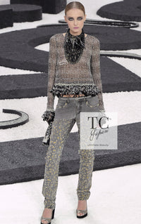 CHANEL 11S Gray Yellow Denim Cotton Mini Skirt 36 シャネル グレー イエロー デニム コットン ミニ スカート 即発 - TC JAPAN