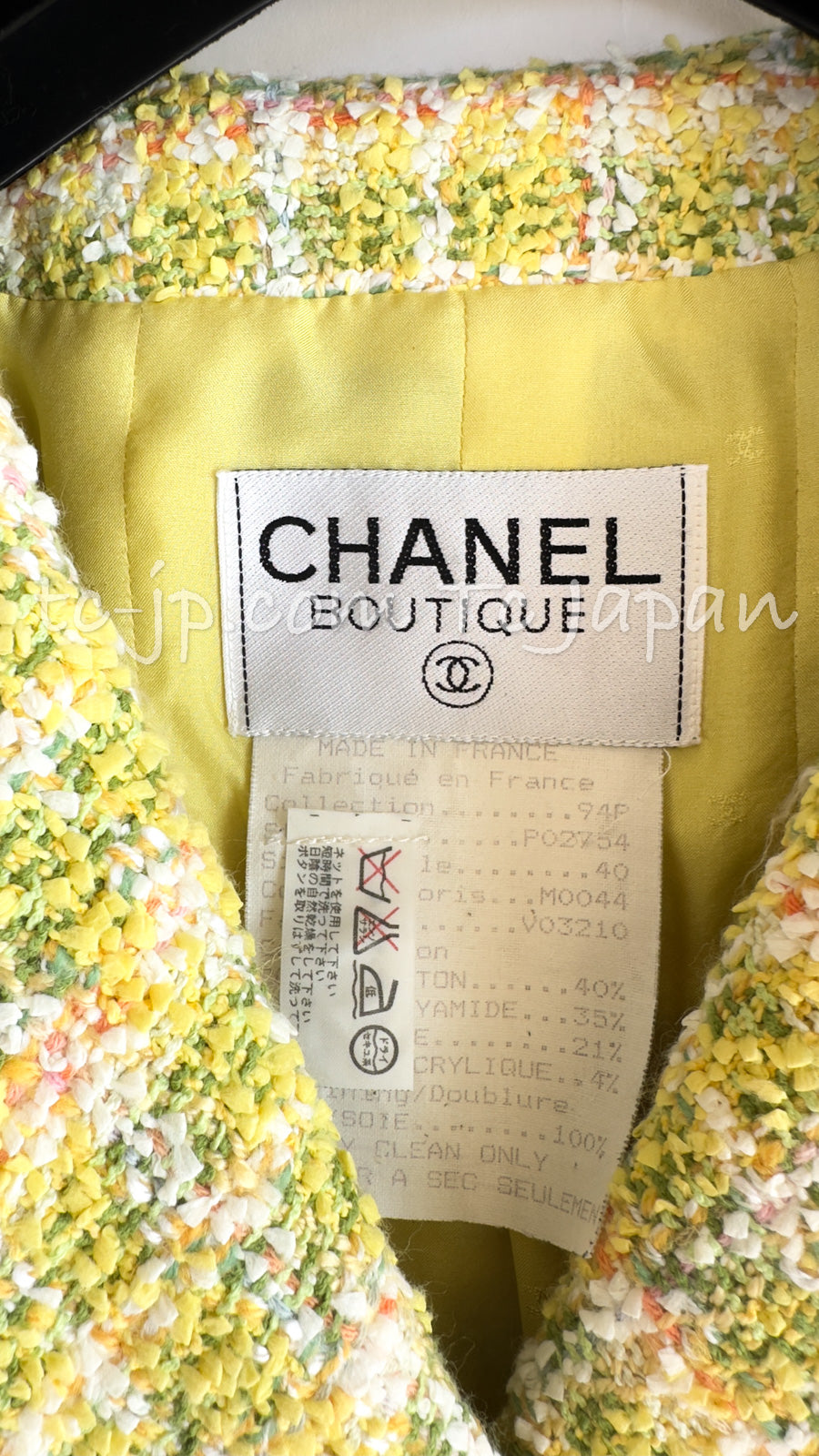 CHANEL 94S Vintage Documented Yellow ICONIC Cindy Crawford Jacket 40 シャネル ヴィンテージ イエローミックス スーパーモデル ジャケット 即発
