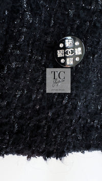 CHANEL 21A Black Coco Buttons Wool Cotton Tweed Jacket 38 シャネル ブラック ココボタン ウール コットン ノーカラー ツイード ジャケット 即発
