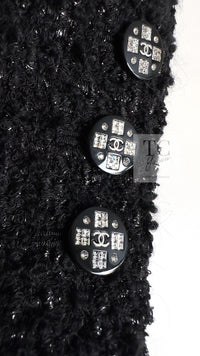 CHANEL 21A Black Coco Buttons Wool Cotton Tweed Jacket 38 シャネル ブラック ココボタン ウール コットン ノーカラー ツイード ジャケット 即発
