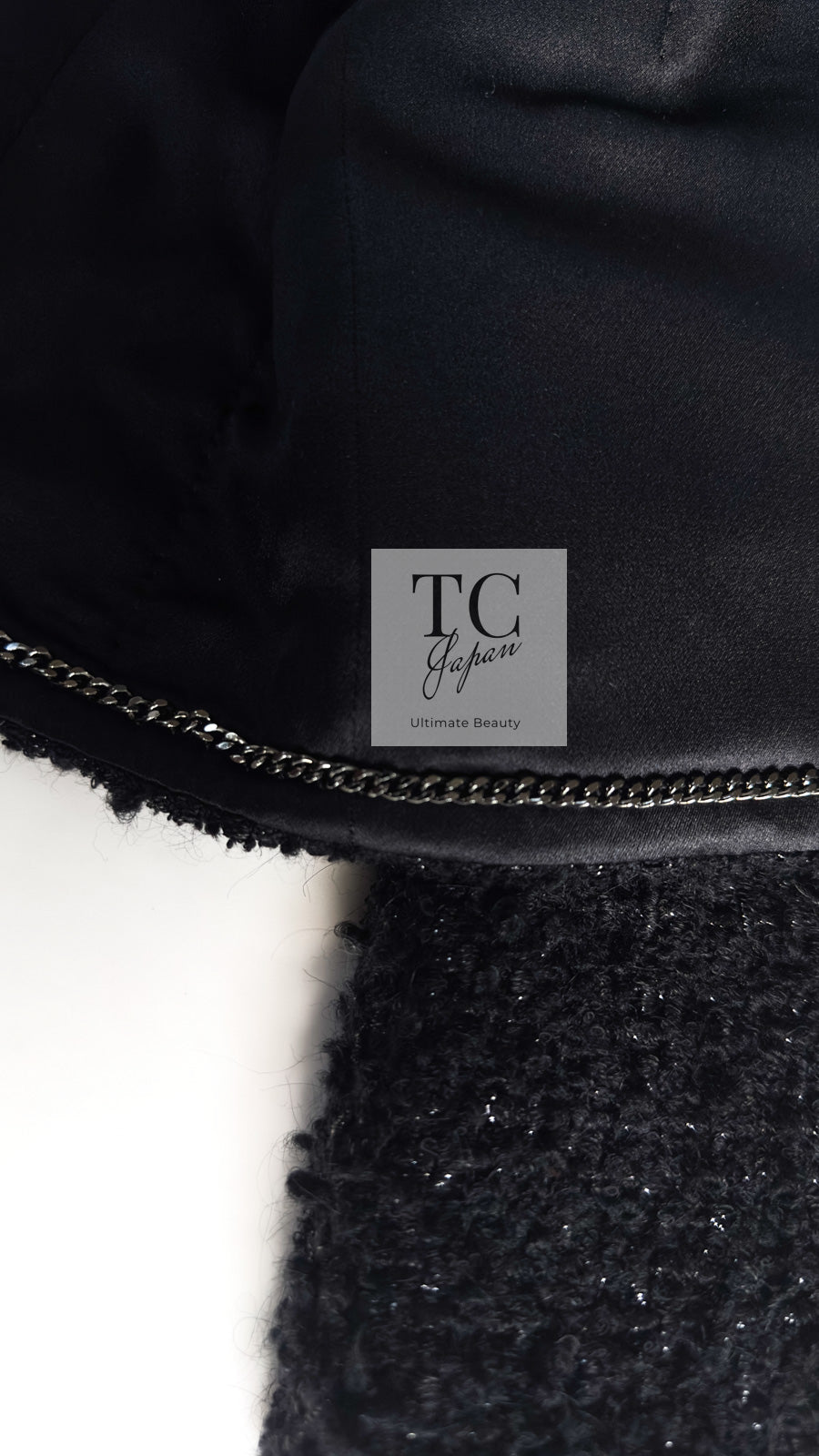 CHANEL 21A Black Coco Buttons Wool Cotton Tweed Jacket 38 シャネル ブラック ココボタン ウール コットン ノーカラー ツイード ジャケット 即発