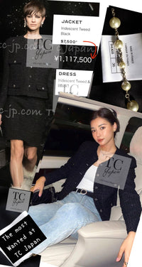CHANEL 21A Black Coco Buttons Wool Cotton Tweed Jacket 38 シャネル ブラック ココボタン ウール コットン ノーカラー ツイード ジャケット 即発
