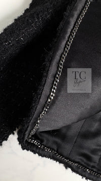 CHANEL 21A Black Coco Buttons Wool Cotton Tweed Jacket 38 シャネル ブラック ココボタン ウール コットン ノーカラー ツイード ジャケット 即発
