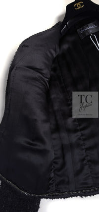 CHANEL 21A Black Coco Buttons Wool Cotton Tweed Jacket 38 シャネル ブラック ココボタン ウール コットン ノーカラー ツイード ジャケット 即発