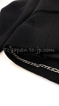CHANEL 12C Black Round Neck Wool Rhinestone Buttons Jacket 36 38 シャネル ブラック ウール100% 襟なし ラインストーン ボタン ジャケット 即発