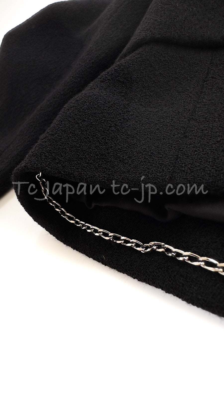 CHANEL 12C Black Round Neck Wool Rhinestone Buttons Jacket 36 38 シャネル ブラック ウール100% 襟なし ラインストーン ボタン ジャケット 即発