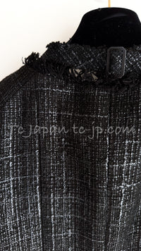 CHANEL 05PF Black Gary Fringe Trim Tweed Jacket 38 40 シャネル ブラック グレー フリンジトリム ツイード ジャケット 即発