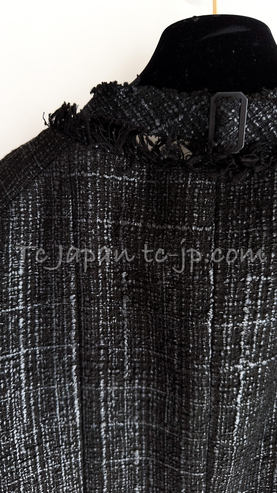 CHANEL 05PF Black Gary Fringe Trim Tweed Jacket 38 40 シャネル ブラック グレー フリンジトリム ツイード ジャケット 即発