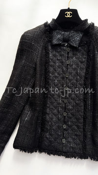 CHANEL 05PF Black Gary Fringe Trim Tweed Jacket 38 40 シャネル ブラック グレー フリンジトリム ツイード ジャケット 即発