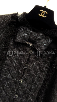 CHANEL 05PF Black Gary Fringe Trim Tweed Jacket 38 40 シャネル ブラック グレー フリンジトリム ツイード ジャケット 即発